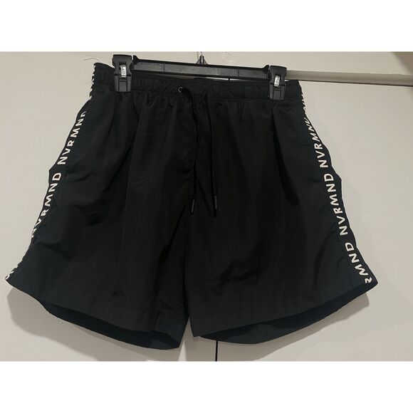 H&M Black & White NVRMND Swim Trunks Men’s Medium Repeat Board Shorts Beach - Picture 1 of 10